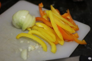 Slicing Peppers for Drunken Italian Noodles @ bestwithchocolate.com