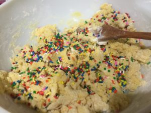 Mixing Pudding Sprinkle Cookies @ bestwithchocolate.com