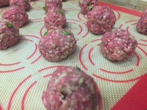 Making meatballs for Hoisin Meatballs @ bestwithchocolate.com
