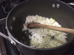 Sauteeing onions for Spanakorizo @ bestwithchocolate.com