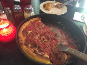 Gino's East deep dish pizza from a culinary adventure in Chicago @ bestwithchocolate.com