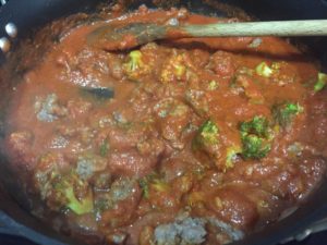 Making tomato sauce for Spicy Cream Tomato Sauce @ bestwithchocolate.com