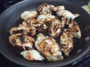 Grilling the chicken for Chicken Cheddar Onion Panini @ bestwithchocolate.com