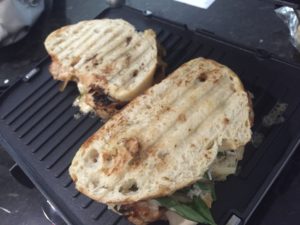 Grilling the Chicken Cheddar Onion Panini @ bestwithchocolate.com