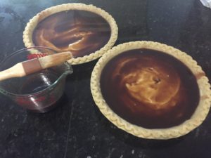 Glazing pies for Snickerdoodle Pie @ bestwithchocolate.com