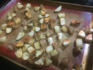 Laying out Italian Roasted Potatoes @ bestwithchocolate.com