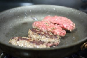 Pan frying the meat for Beef Koftas @ bestwithchocolate.com