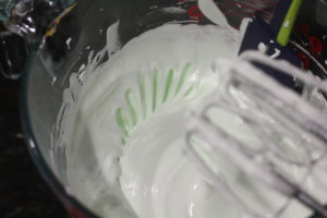 Whipping meringue for Mint Chocolate Chip Meringues @ bestwithchocolate.com