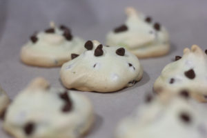 Just baked Mint Chocolate Chip Meringues @ bestwithchocolate.com