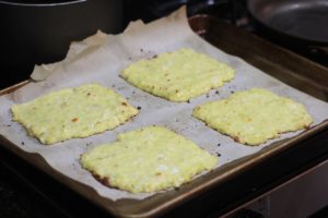 Baking cauliflower bread for grilled cheese @ bestwithchocolate.com