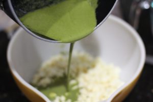 Mixing ganache for Matcha Green Tea Truffles @ bestwithchocolate.com