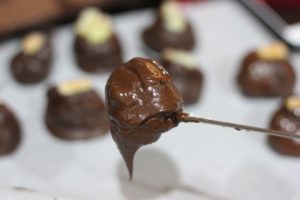 Dipping centers for Orange Truffles @ bestwithchocolate.com