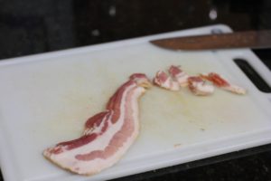 Slicing Bacon for the Maple Bacon Jam @ bestwithchocolate.com