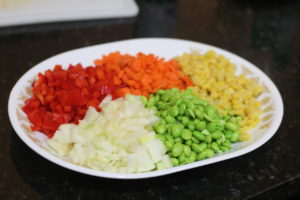 Vegetables prepped for Vegetable Fried Rice @ bestwithchocolate.com