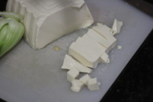 Chopping tofu for Miso Soup @ bestwithchocolate.com