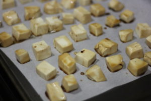 Roasted tofu for Honey Sesame Tofu @ bestwithchocolate.com