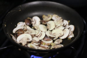 Sauteeing mushrooms for Garlic Mushrooms @ bestwithchocolate.com