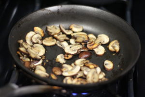 Sauteeing mushrooms for Garlic Mushrooms @ bestwithchocolate.com