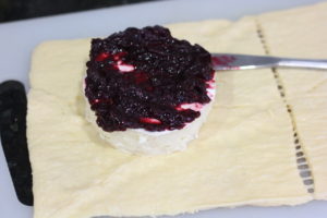 Blackberry Thyme Jam over brie for Brie en Croute @ bestwithchocolate.com