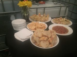 Bruschetta/shells spread for appetizers before the Italian Wine Pairing Dinner event at La Grange @ bestwithchocolate.com