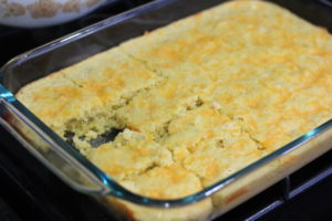 Cutting Mexican Corn Bread @ bestwithchocolate.com