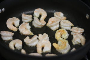 Sauteeing up shrimp for Bang Bang Shrimp @ bestwithchocolate.com