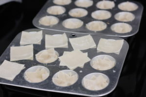 Making wonton cups for Southwest Dip Cups @ bestwithchocolate.com
