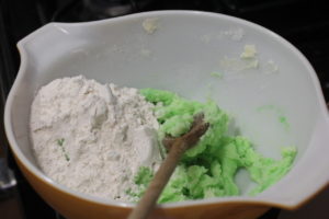 Mixing dough for Mint Chocolate Chip Cookies @ bestwithchocolate.com