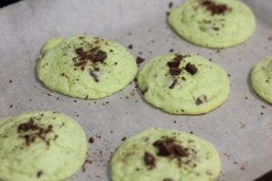 Topping Mint Chocolate Chip Cookies with chocolate @ bestwithchocolate.com