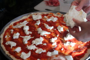 Topping pizza with burrata @ bestwithchocolate.com