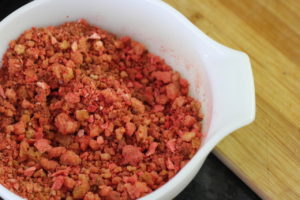 Strawberry crumble for Strawberry Crunch Ice Cream Cake @ bestwithchocolate.com