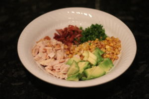 Spread of ingredients for Avcoado Chicken Salad @ bestwithchocolate.com