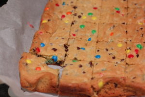 Freshly baked Cake Box Cookie Bars @ bestwithchocolate.com