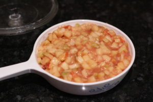 Heating apple pie filling for Apple Pie Tacos @ bestwithchocolate.com