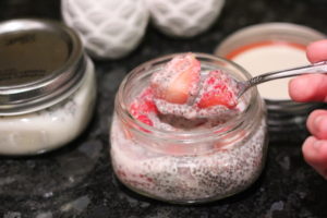 Strawberries and Cream Chia Seed Pudding perfect for whole30 @ bestwithchocolate.com