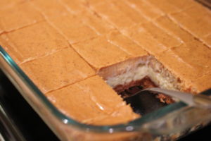 Freshly baked Pumpkin Cheesecake Bars @ bestwithchocolate.com