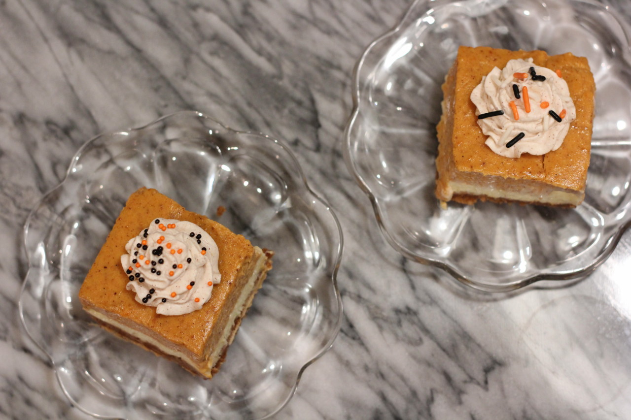 Pumpkin Cheesecake Bars @ bestwithchocolate.com