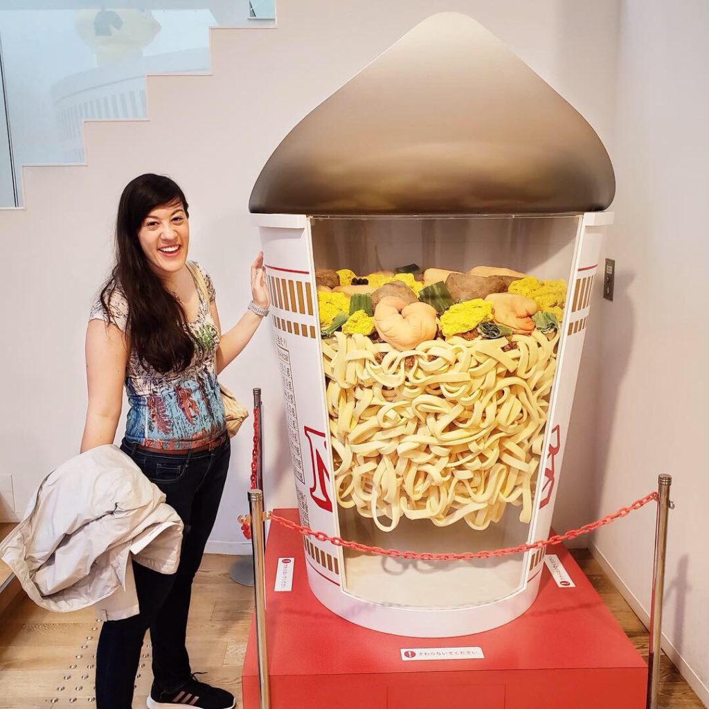 Me with a giant Cup of Noodles and the !!!Cup of Noodles Museum in Tokyo @ bestwithchocolate.com