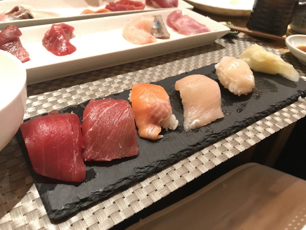 Sushi made from fresh fish we picked up on our Tsukiji Market tour