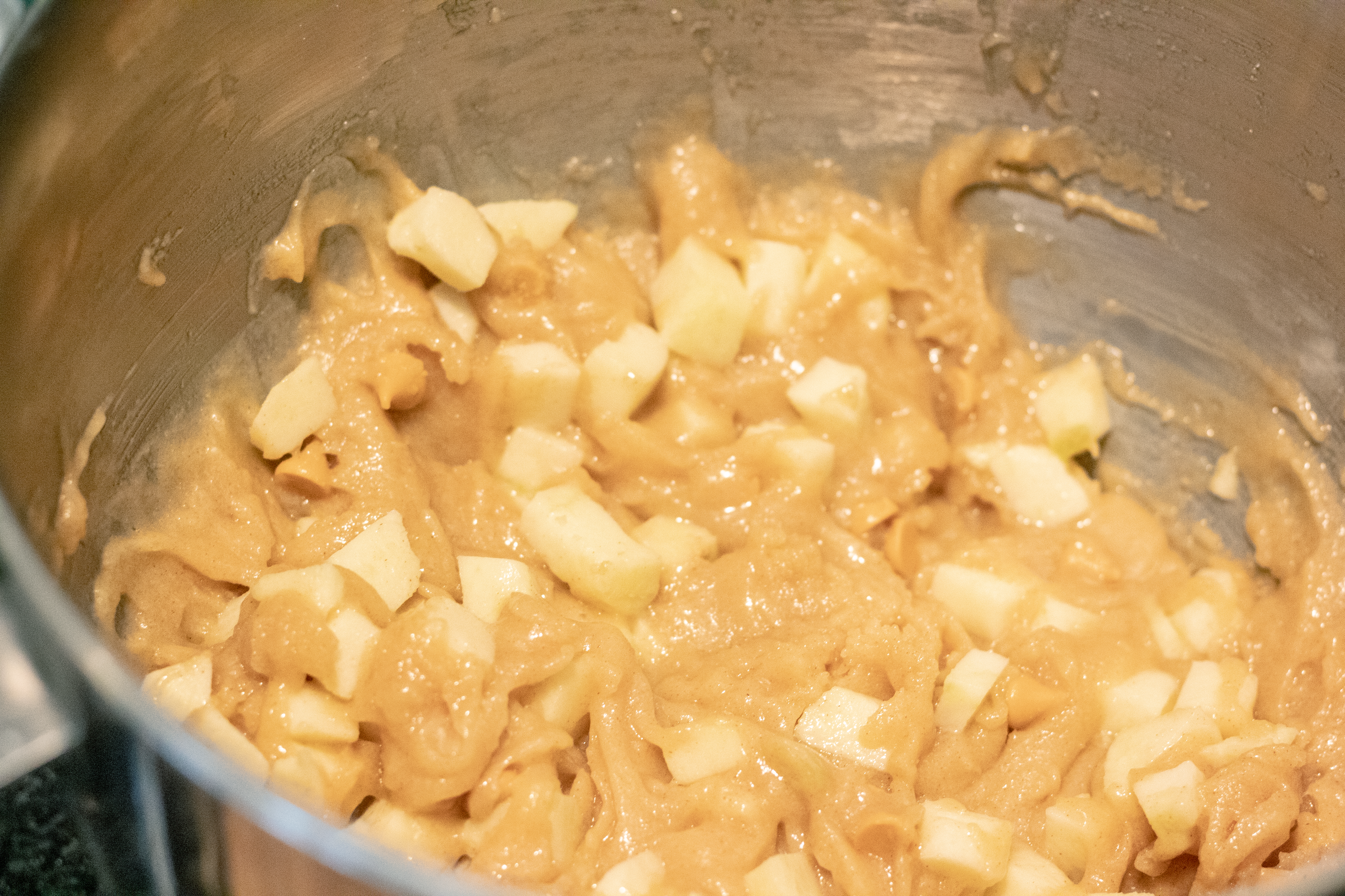 Mixing Cream Cheese Apple Cake Batter @ bestwithchocolate.com