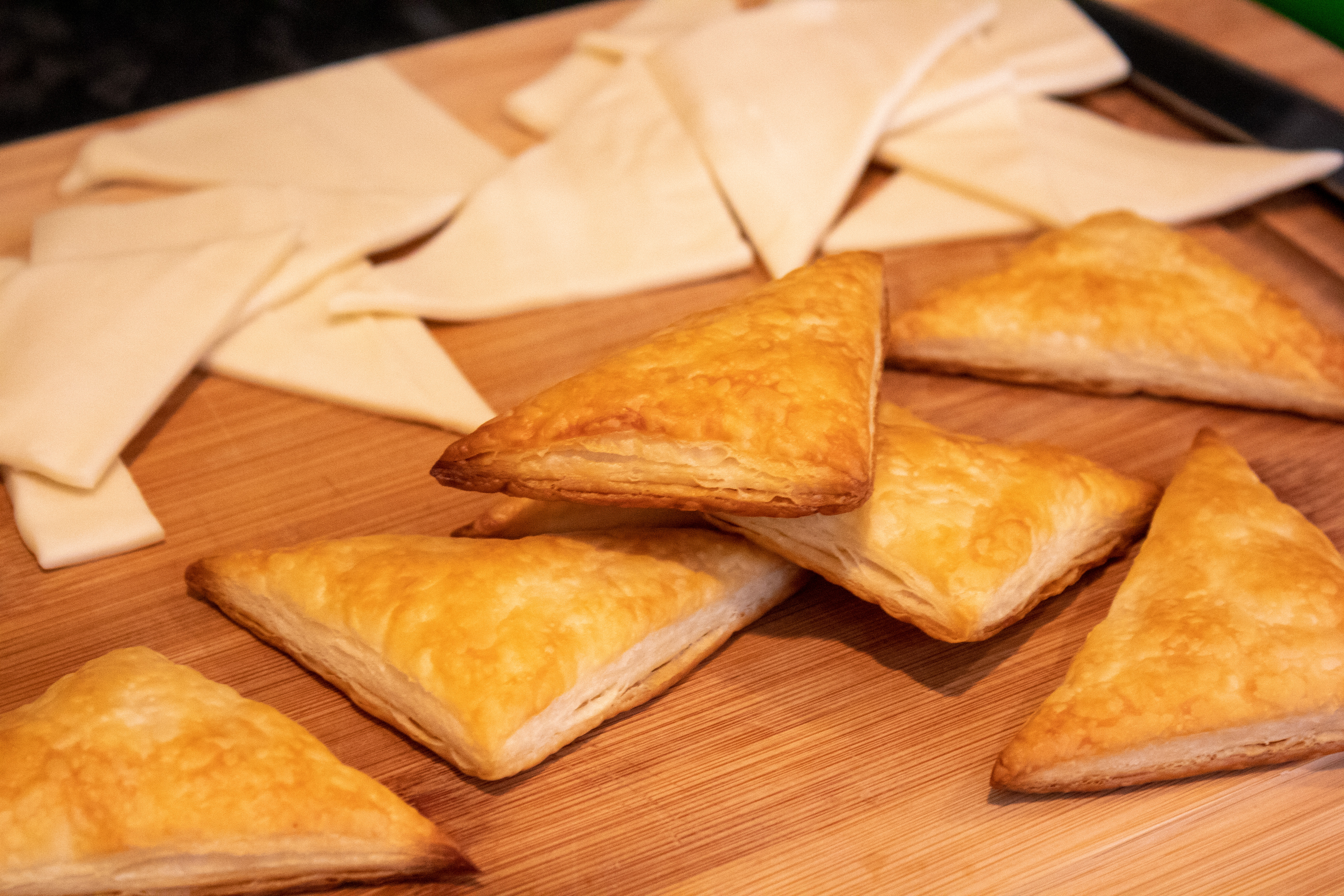Baking pastry triangles for Strawberry Puffs @ bestwithchocolate.com