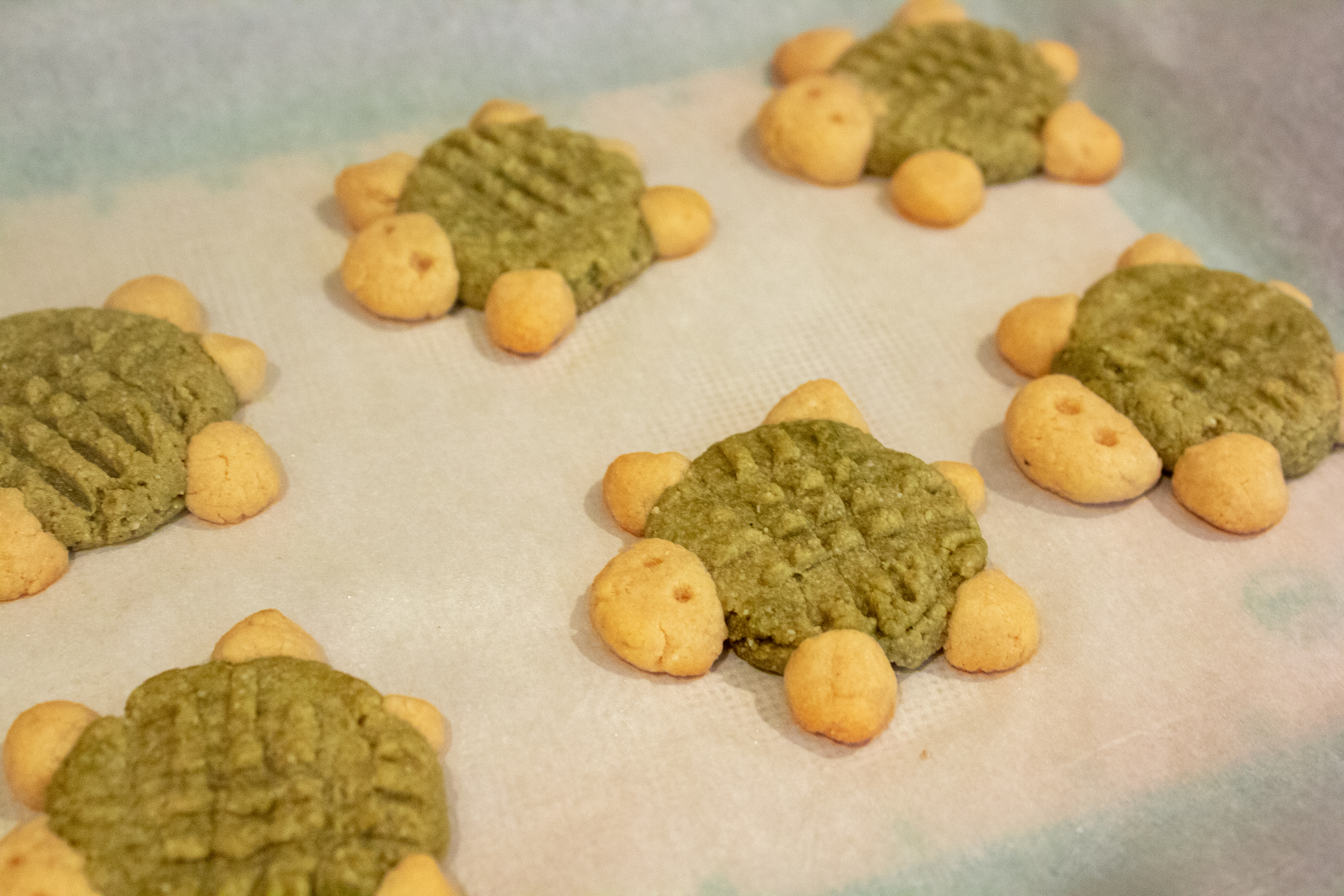 Fresh baked Matcha Tahini Turtle Cookies @ bestwithchocolate.com
