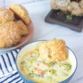 biscuit dipped in broccoli cheddar soup