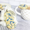 blizzard cookies with funfetti chips and blue sprinkles