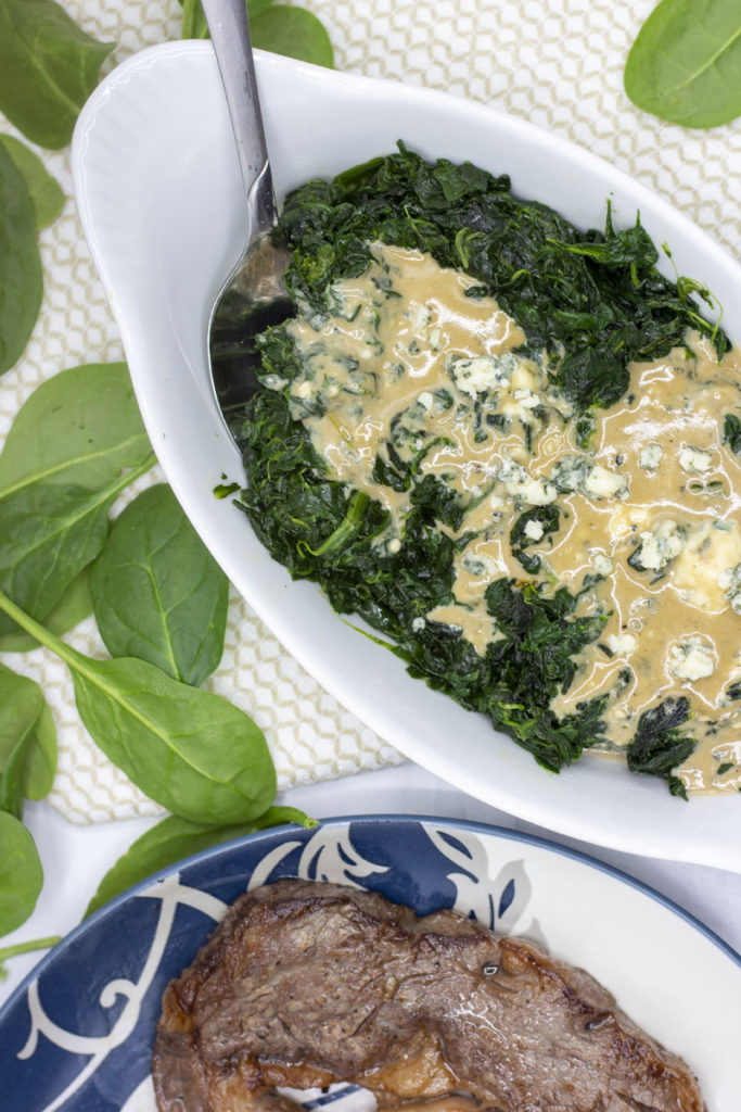 Blue cheese creamed spinach