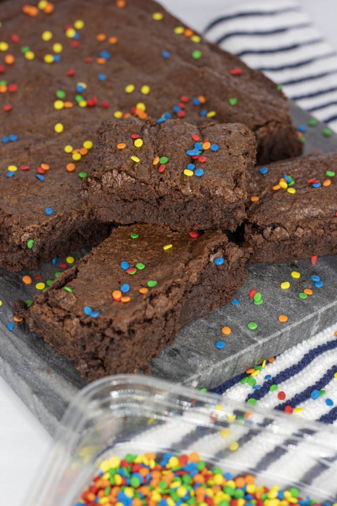 Close up of batch of brownies