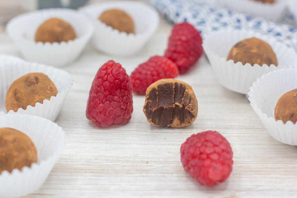 Cocoa dusted raspberry chambord truffles