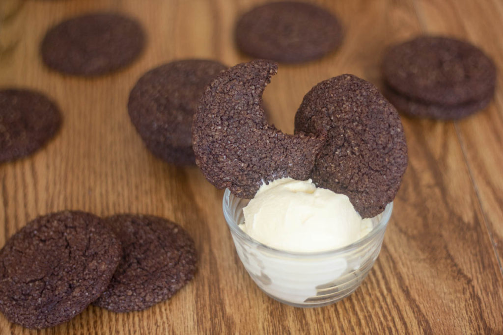 soft chocolate crackle cookies with ice cream