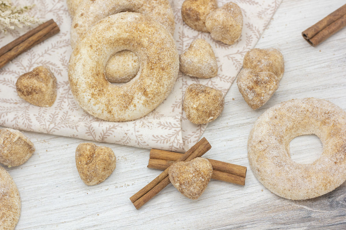 assorted shapes of churro marshmallow doughnuts and hearts