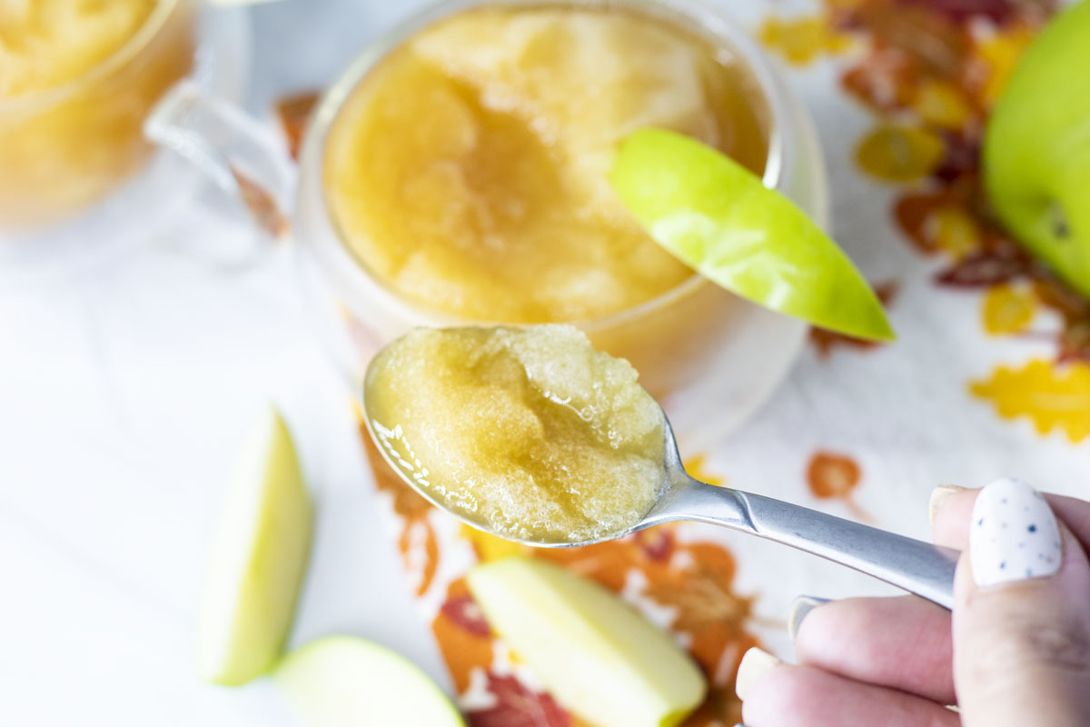 spoonful of apple cider slushy